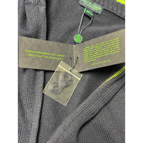 Lilly Pulitzer Wells Sweater Mens XL Navy Full Zip Elbow Patches  NWT #69046 - Picture 14 of 16